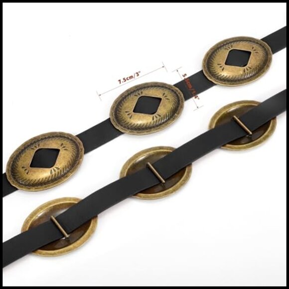 Western Concho Belt Adjustable Leather Boho Cowgirl Style for Jeans Dresses main image 5